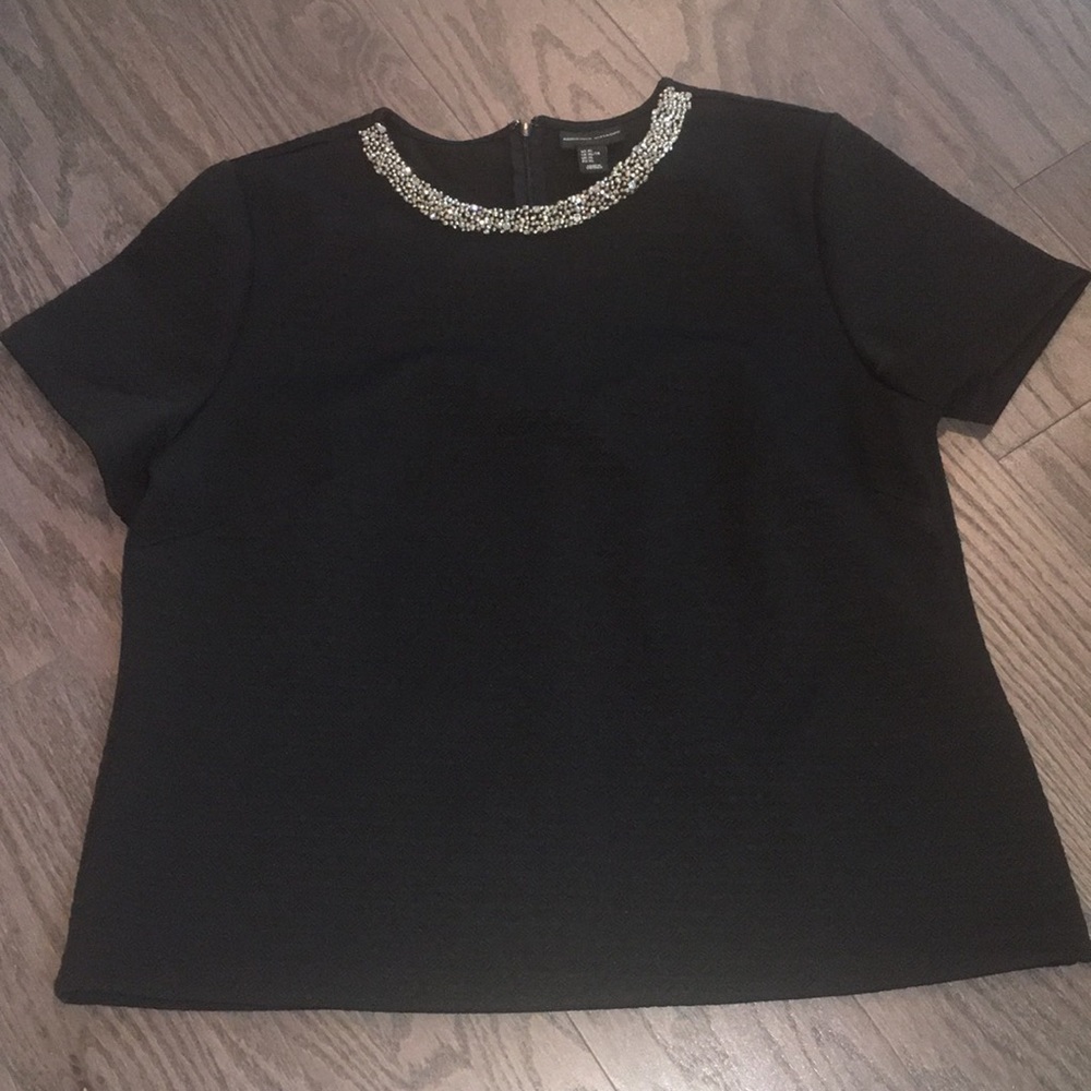 NWOT Black Sparkling Neck Top
